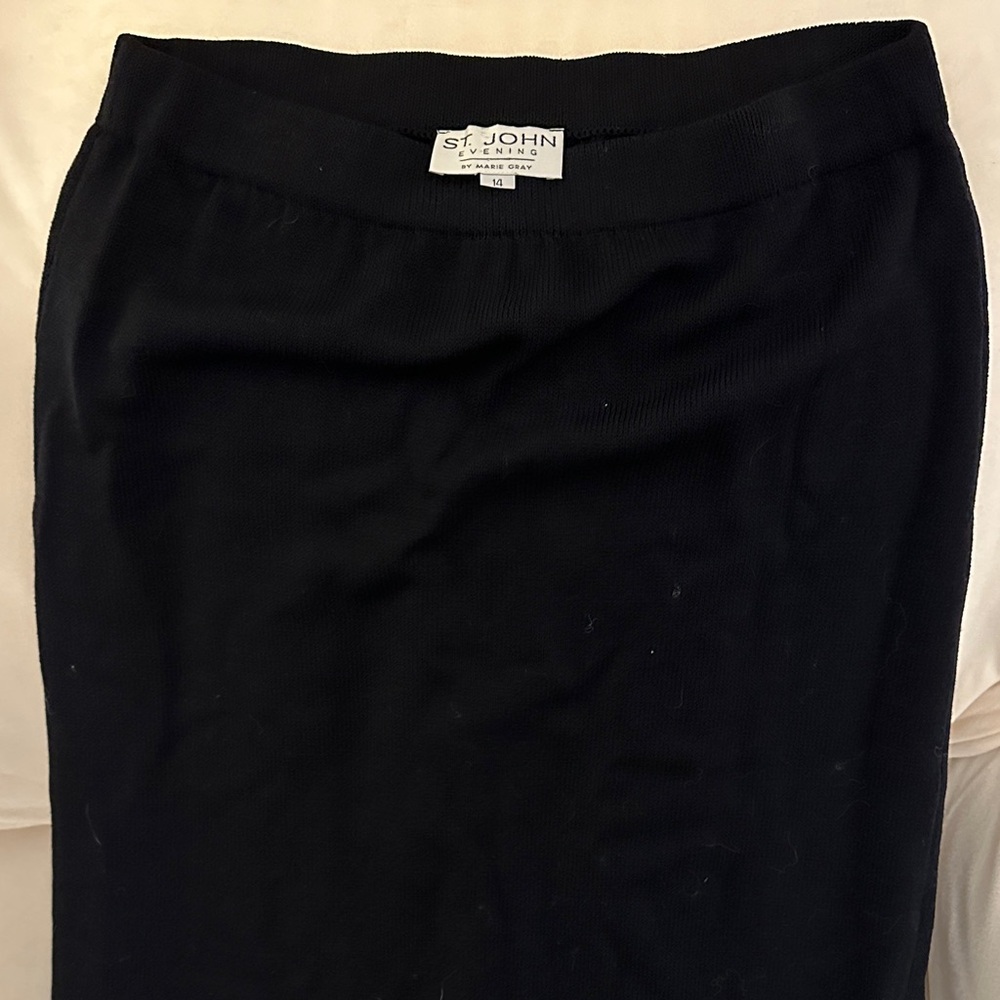 St. John Evening long knit formal evening black skirt with side slit